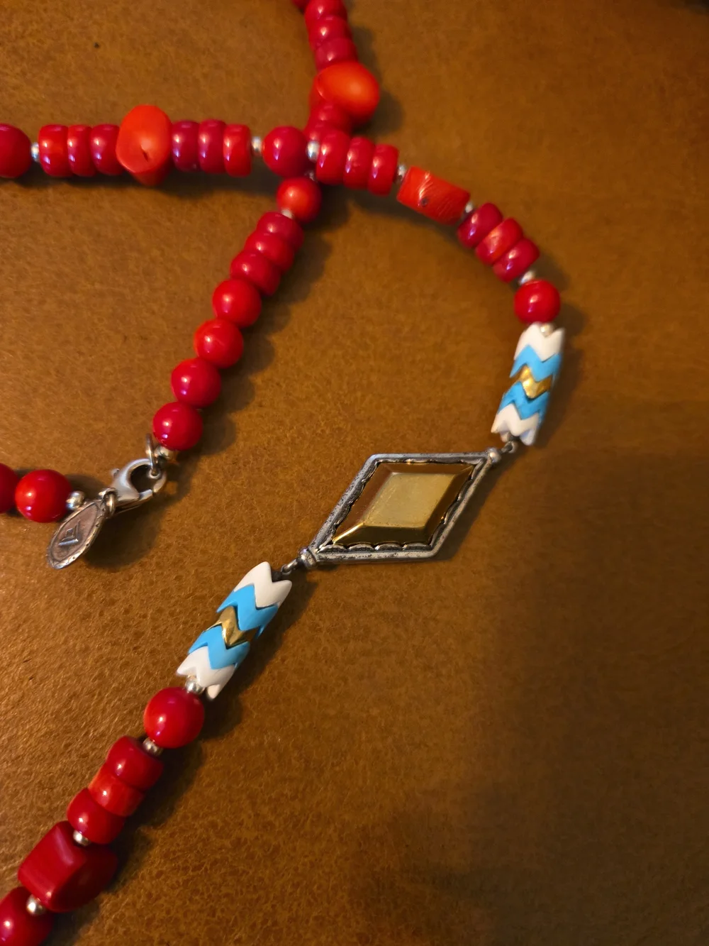 Silpada ''UNDER THE SUN'' Necklace N3245 Sterling Silver Brass Red Coral Howlite